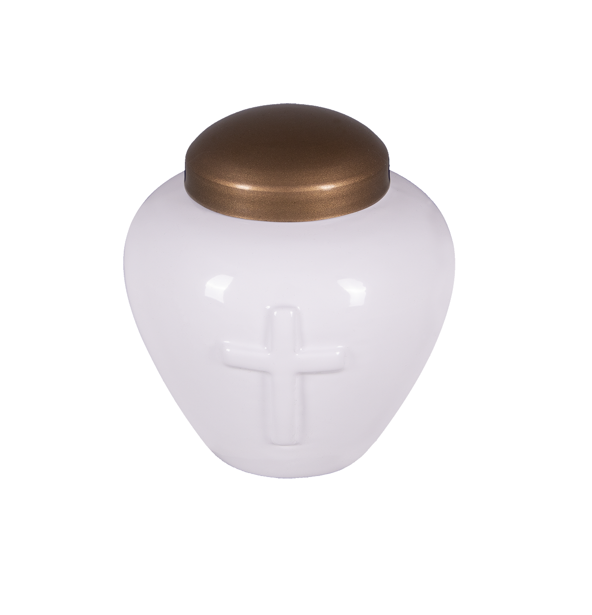 9000731 Mini kereszt fehér-bronz urna